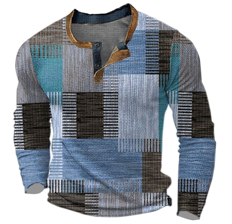 Fré snygg henley-tröja med geometriskt mönster