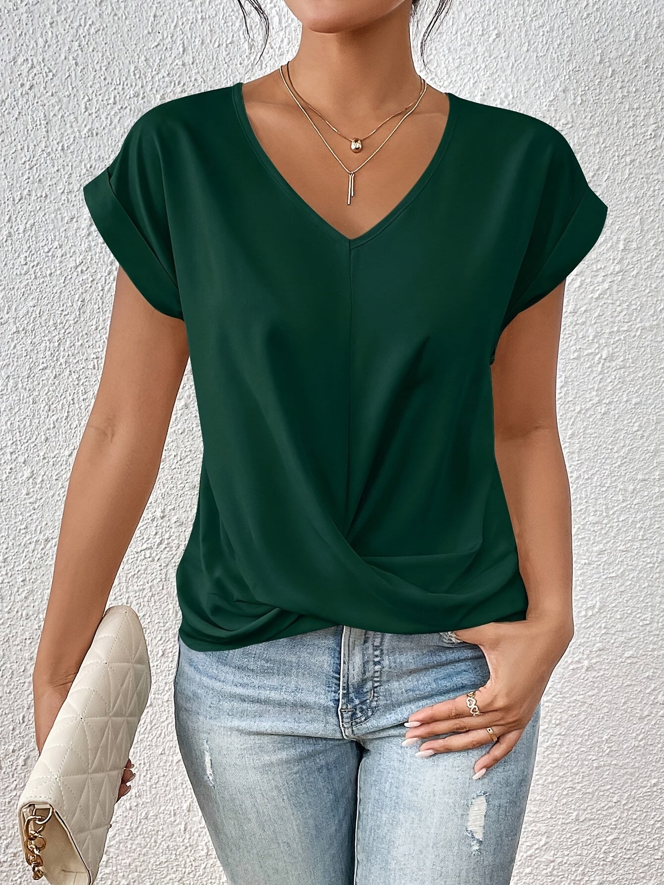 Cleo casual T-shirt med hjärtformad halsringning