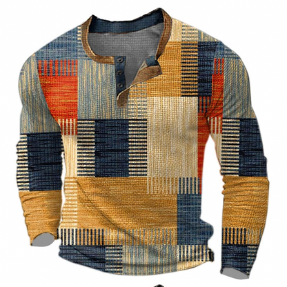 Fré snygg henley-tröja med geometriskt mönster