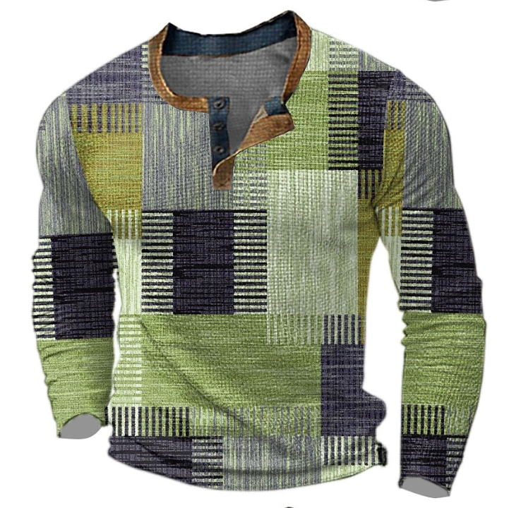 Fré snygg henley-tröja med geometriskt mönster