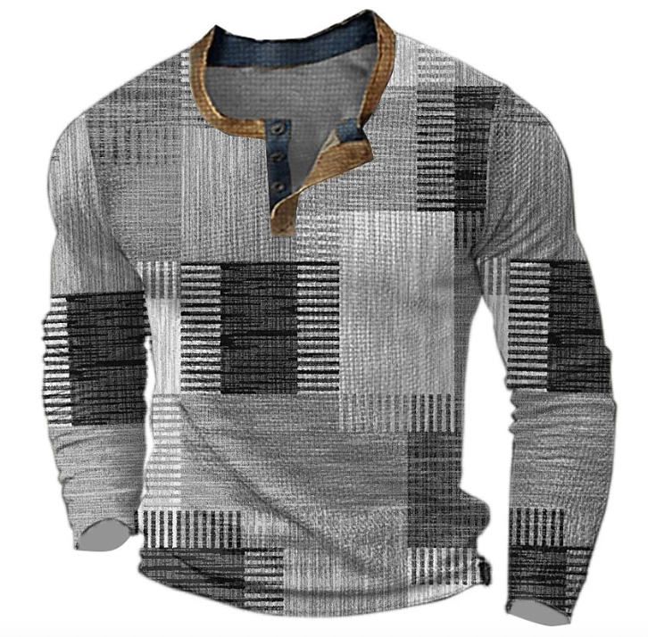 Fré snygg henley-tröja med geometriskt mönster