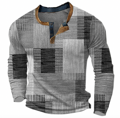 Fré snygg henley-tröja med geometriskt mönster