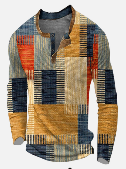 Fré snygg henley-tröja med geometriskt mönster