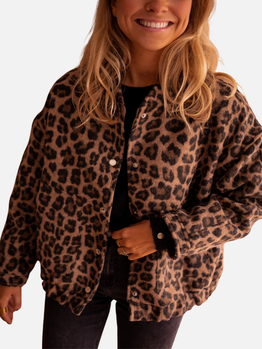 Luna trendig jacka med leopardmönster