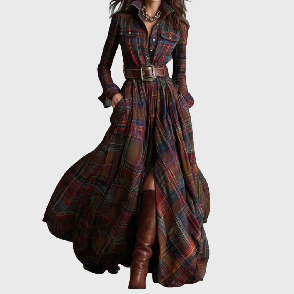 Maxiklänning med rutmönster