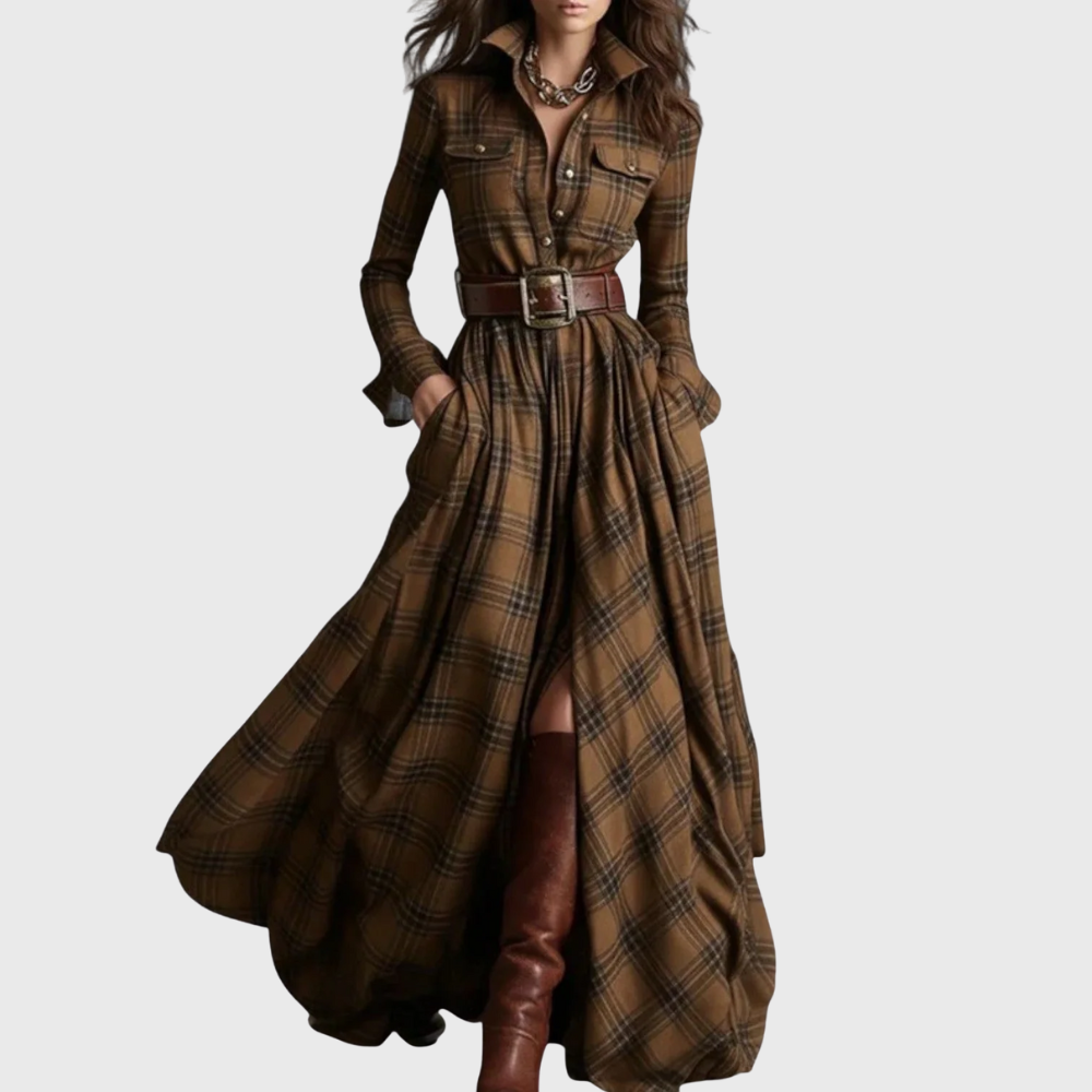 Maxiklänning med rutmönster